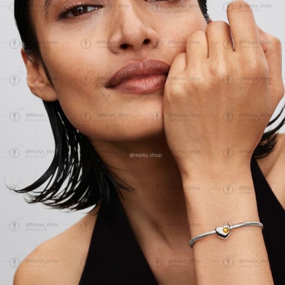 Pandora Engravable Honey Stone Heart Charm - Picture 4 of 5